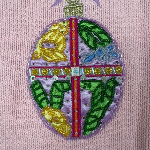 Christopher Radko by Bellepointe Vintage Pink Easter Sweater Vest Size S Beaded - Picture 6 of 9